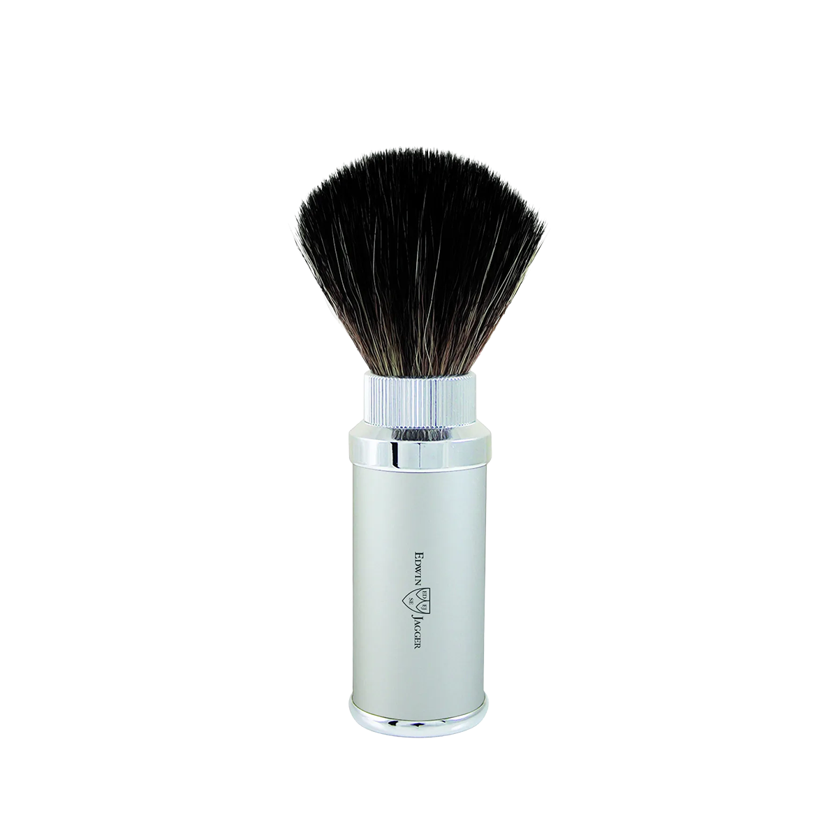 Black Fibre Travel Shaving Brush Silver