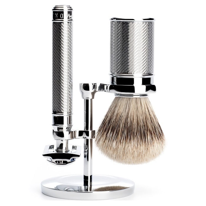 Classic Scheerkwast & Razor Standaard Chroom