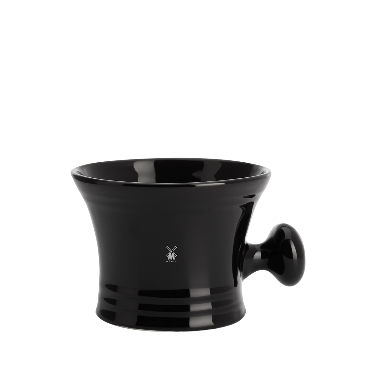 Porcelain Shaving Bowl Black with Handle