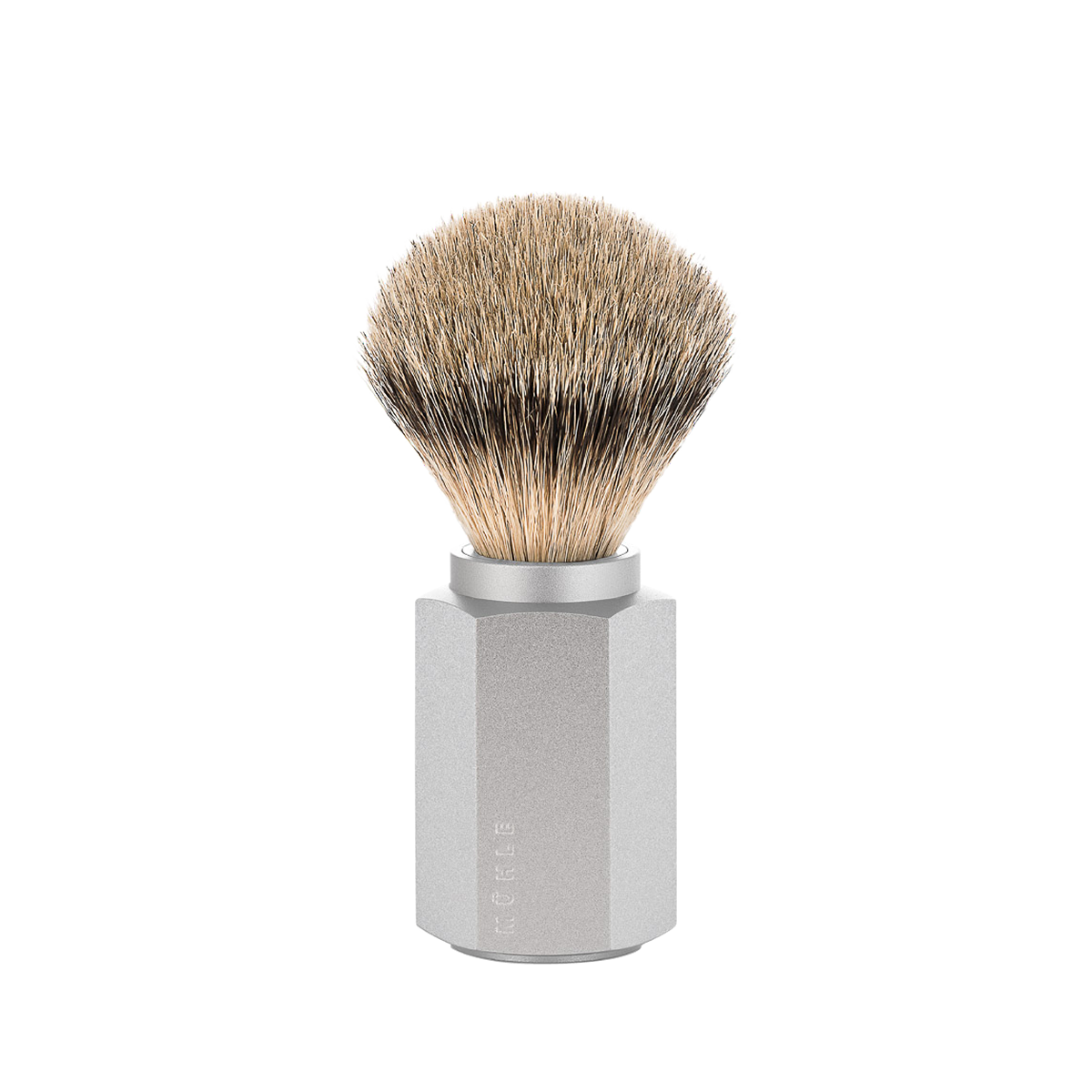 Hexagon Silvertip Shaving Brush Silver
