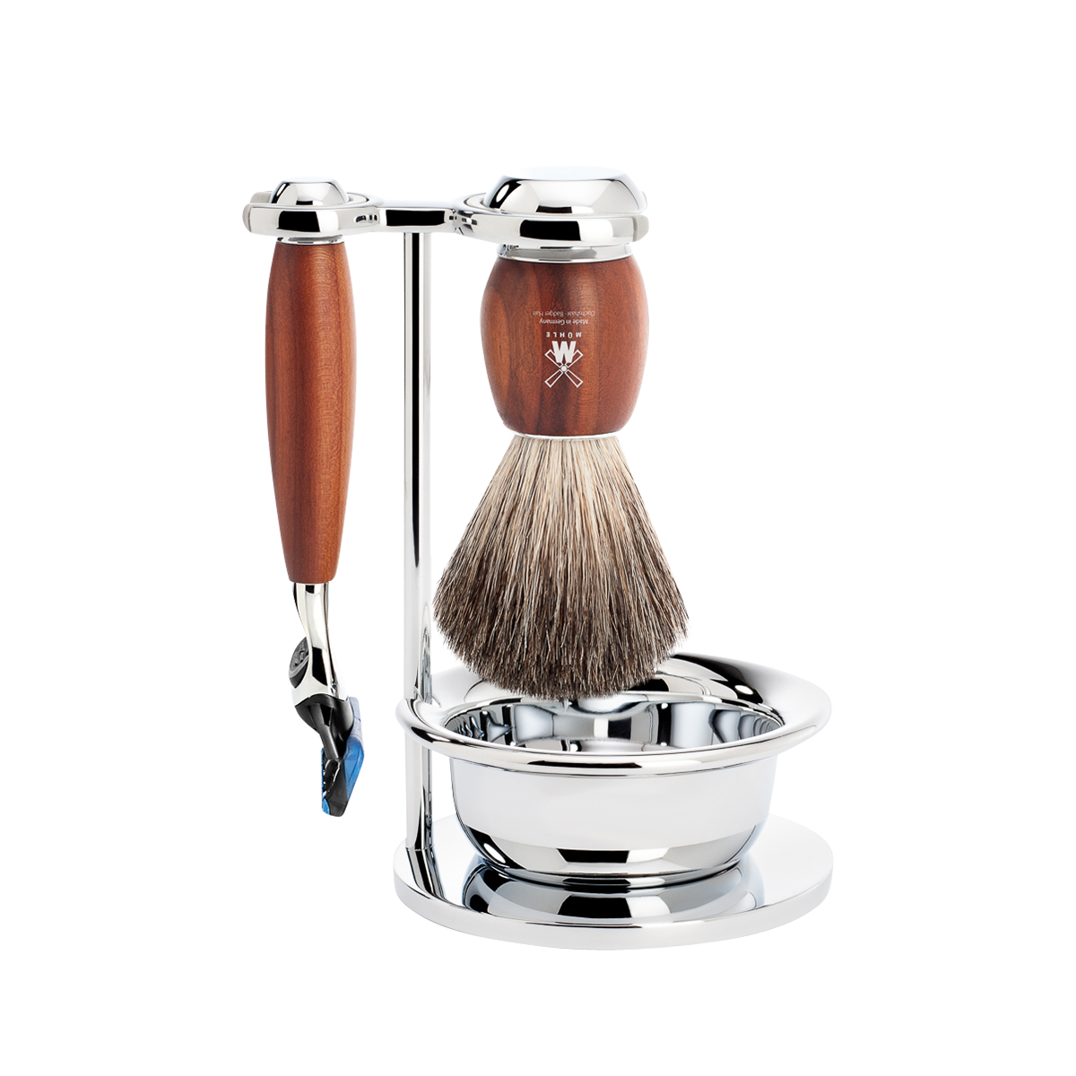 Vivo Fusion Shaving Set Plum Wood 4-Piece