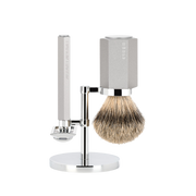 Hexagon Shaving Set Silver 3-Piece