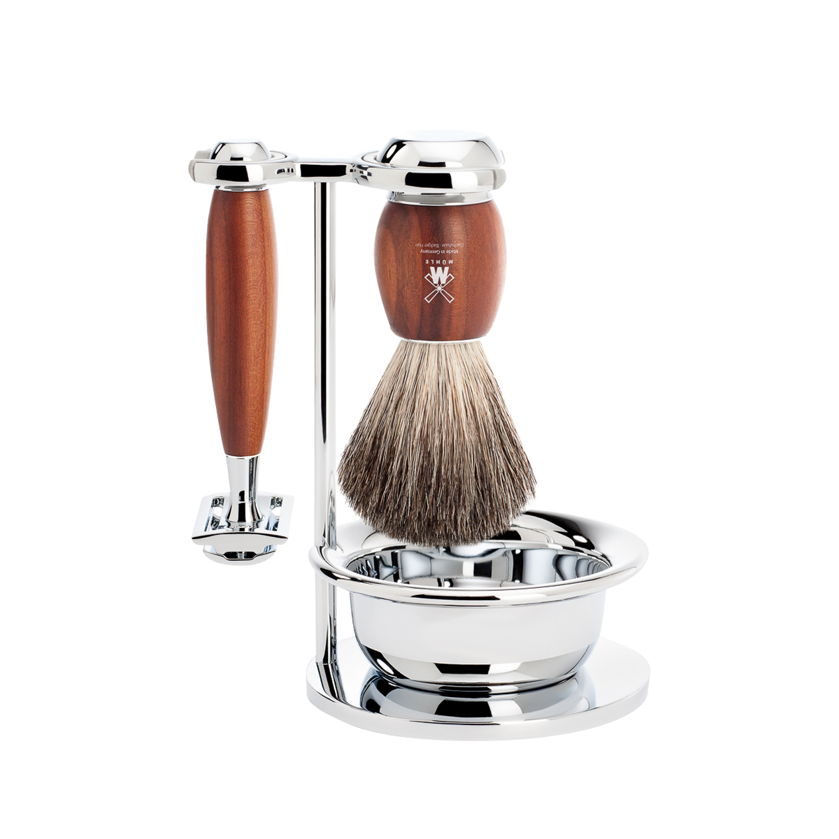 Vivo Shaving Set Plum Wood 4-Piece