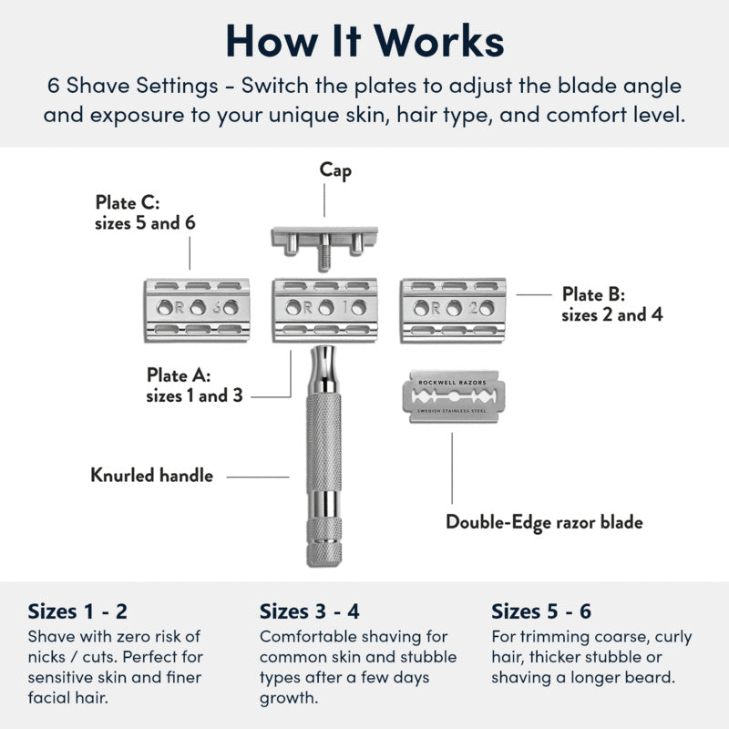 6C Double Edge Safety Razor White Chrome