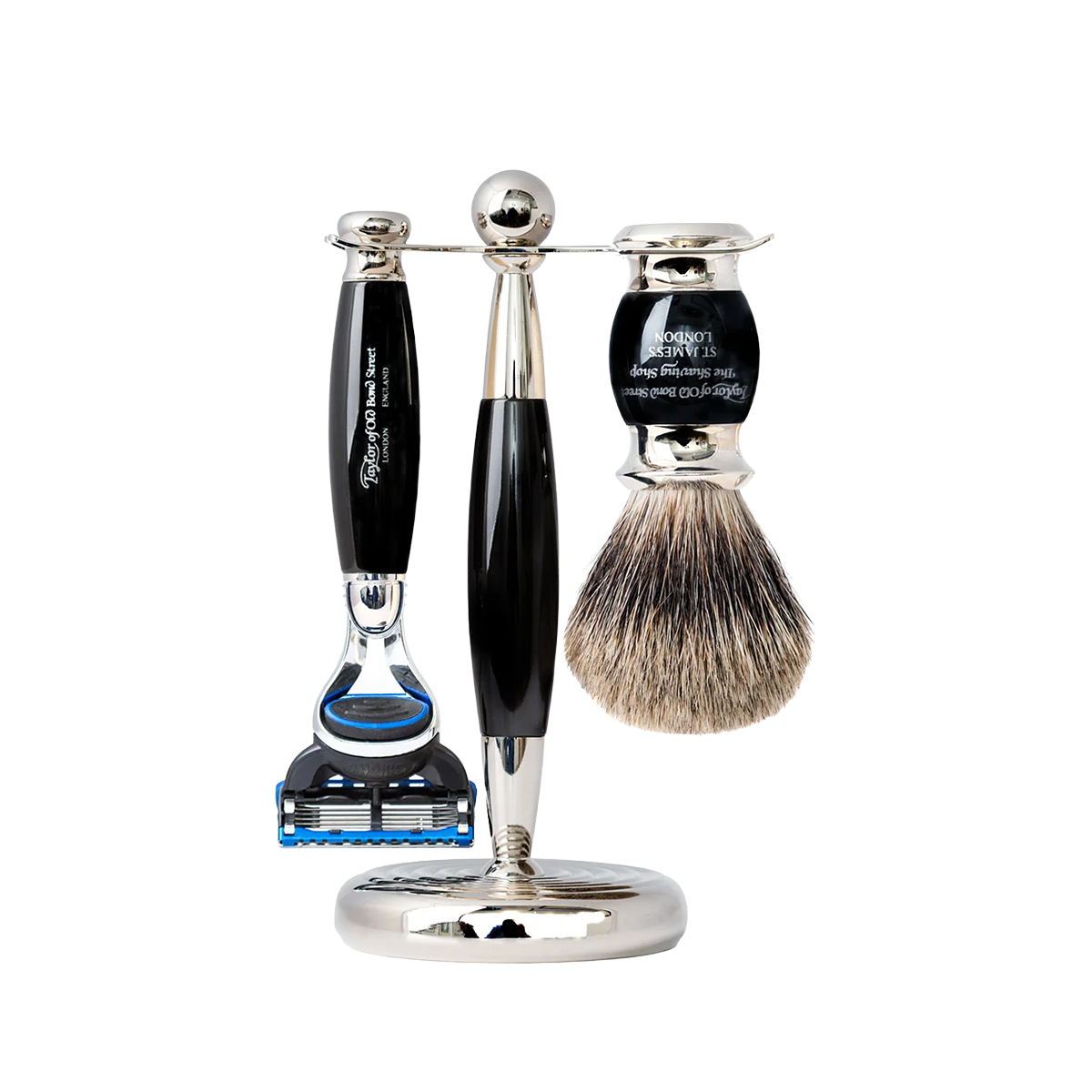 Edwardian Fusion Pure Badger Shaving Set Black 3-Piece