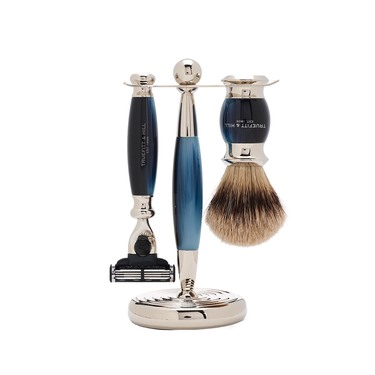 Edwardian Mach3 Shaving Set Blue 3-Piece
