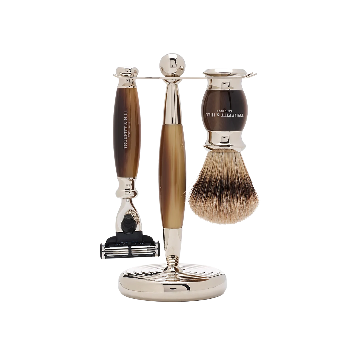 Edwardian Mach3 Shaving Set Horn 3-Piece